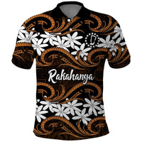 Personalised Cook Islands Rakahanga Polo Shirt Tiare Maori Polynesian Waves Tattoo LT14 Orange - Polynesian Pride