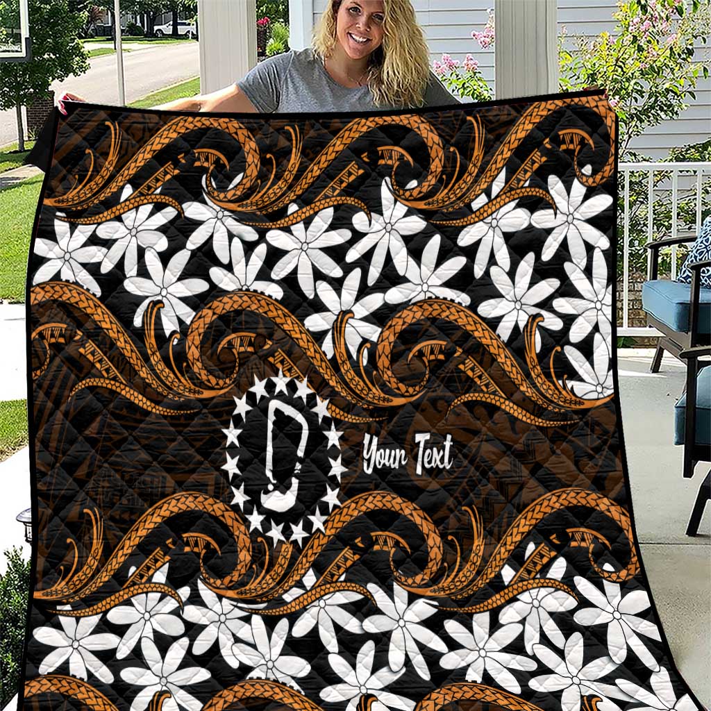 Personalised Cook Islands Rakahanga Quilt Tiare Maori Polynesian Waves Tattoo