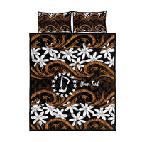 Personalised Cook Islands Rakahanga Quilt Bed Set Tiare Maori Polynesian Waves Tattoo
