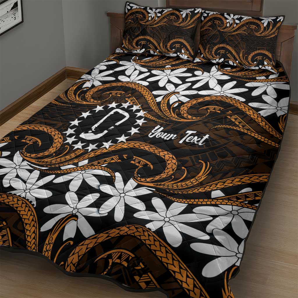 Personalised Cook Islands Rakahanga Quilt Bed Set Tiare Maori Polynesian Waves Tattoo