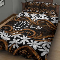 Personalised Cook Islands Rakahanga Quilt Bed Set Tiare Maori Polynesian Waves Tattoo