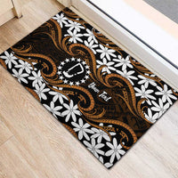 Personalised Cook Islands Rakahanga Rubber Doormat Tiare Maori Polynesian Waves Tattoo
