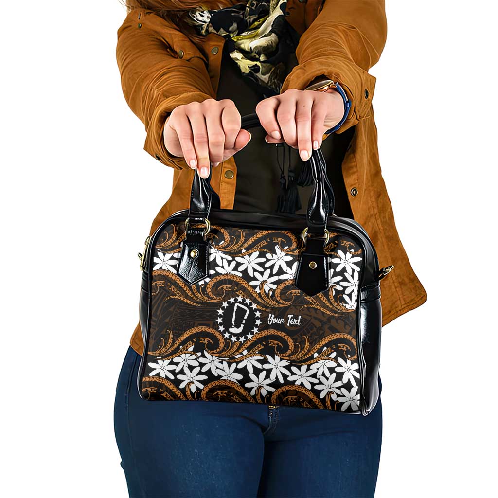 Personalised Cook Islands Rakahanga Shoulder Handbag Tiare Maori Polynesian Waves Tattoo