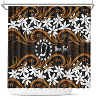Personalised Cook Islands Rakahanga Shower Curtain Tiare Maori Polynesian Waves Tattoo