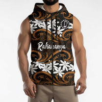 Personalised Cook Islands Rakahanga Sleeveless Zip Hoodie Tiare Maori Polynesian Waves Tattoo