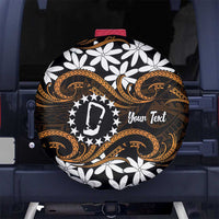 Personalised Cook Islands Rakahanga Spare Tire Cover Tiare Maori Polynesian Waves Tattoo