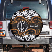 Personalised Cook Islands Rakahanga Spare Tire Cover Tiare Maori Polynesian Waves Tattoo