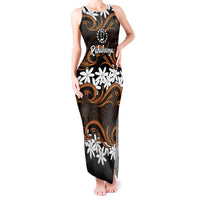 Personalised Cook Islands Rakahanga Tank Maxi Dress Tiare Maori Polynesian Waves Tattoo LT14 Women Orange - Polynesian Pride