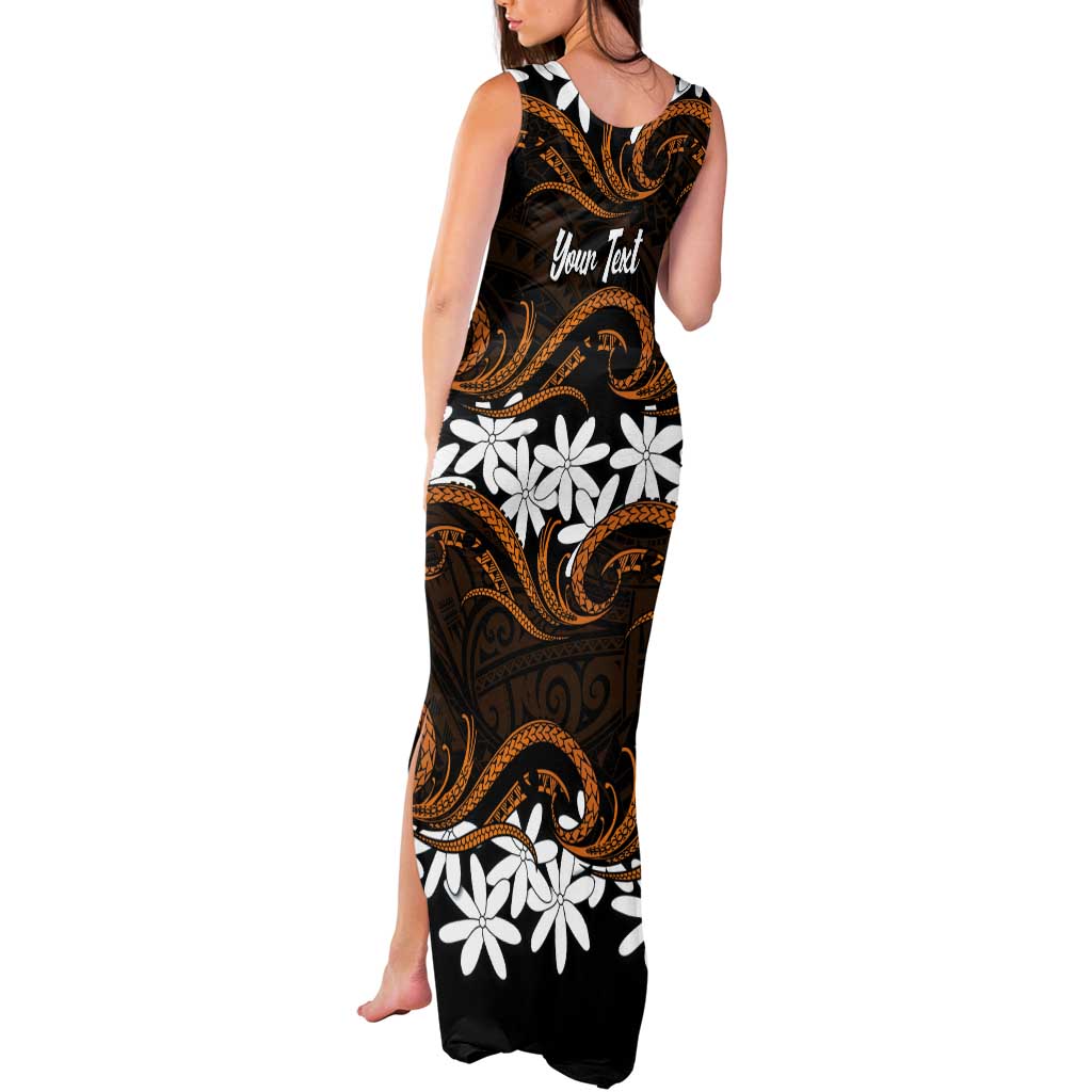 Personalised Cook Islands Rakahanga Tank Maxi Dress Tiare Maori Polynesian Waves Tattoo LT14 - Polynesian Pride