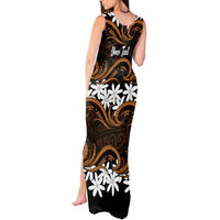 Personalised Cook Islands Rakahanga Tank Maxi Dress Tiare Maori Polynesian Waves Tattoo LT14 - Polynesian Pride