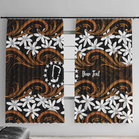 Personalised Cook Islands Rakahanga Window Curtain Tiare Maori Polynesian Waves Tattoo