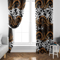 Personalised Cook Islands Rakahanga Window Curtain Tiare Maori Polynesian Waves Tattoo