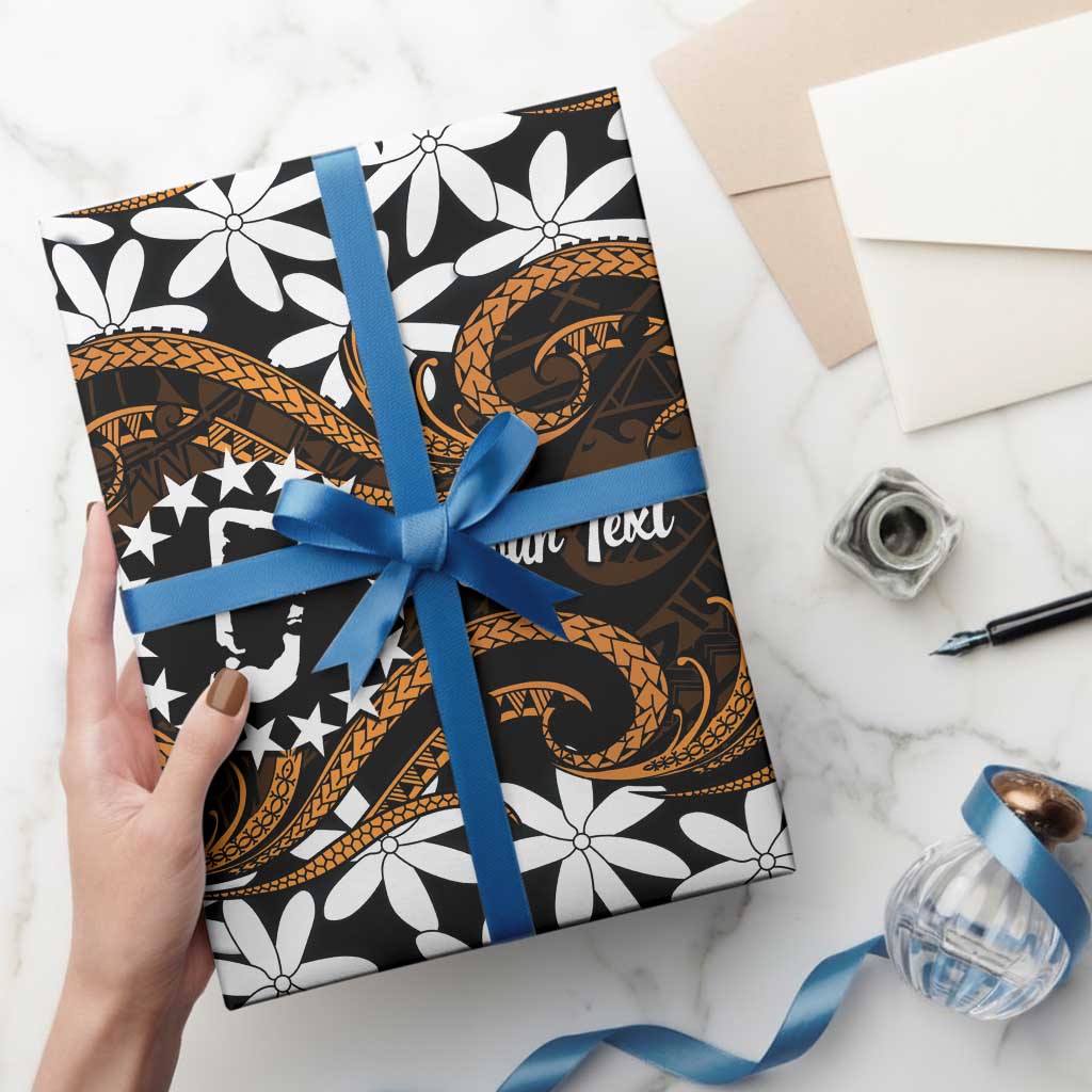Personalised Cook Islands Rakahanga Wrapping Paper Tiare Maori Polynesian Waves Tattoo