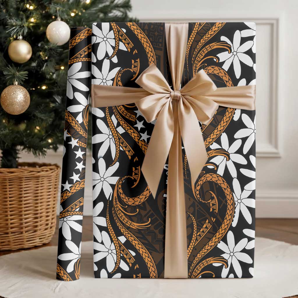 Personalised Cook Islands Rakahanga Wrapping Paper Tiare Maori Polynesian Waves Tattoo