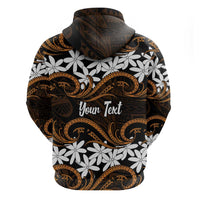 Personalised Cook Islands Rakahanga Zip Hoodie Tiare Maori Polynesian Waves Tattoo LT14 - Polynesian Pride