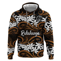 Personalised Cook Islands Rakahanga Zip Hoodie Tiare Maori Polynesian Waves Tattoo LT14 Pullover Hoodie Orange - Polynesian Pride
