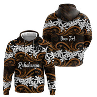 Personalised Cook Islands Rakahanga Zip Hoodie Tiare Maori Polynesian Waves Tattoo LT14 - Polynesian Pride