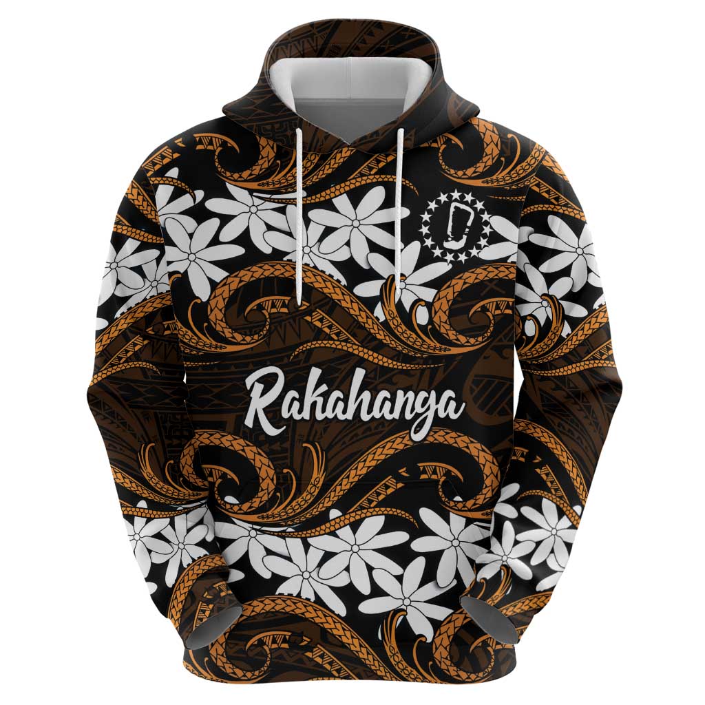 Personalised Cook Islands Rakahanga Zip Hoodie Tiare Maori Polynesian Waves Tattoo LT14 - Polynesian Pride