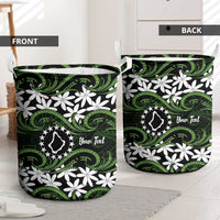 Personalised Cook Islands Palmerston Laundry Basket Tiare Maori Polynesian Waves Tattoo