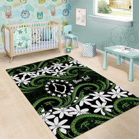 Personalised Cook Islands Palmerston Area Rug Tiare Maori Polynesian Waves Tattoo