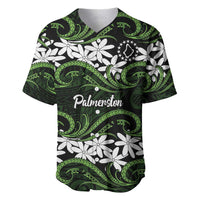 Personalised Cook Islands Palmerston Baseball Jersey Tiare Maori Polynesian Waves Tattoo LT14 Green - Polynesian Pride