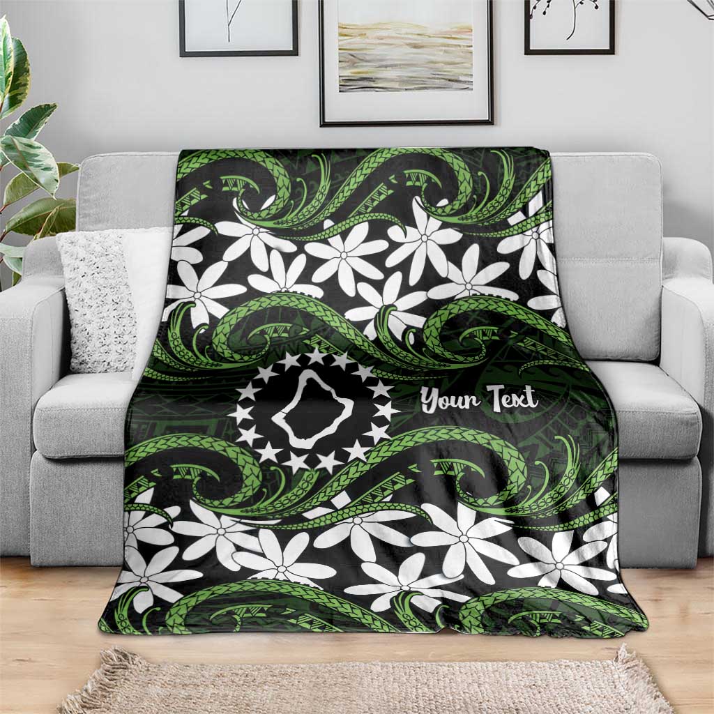 Personalised Cook Islands Palmerston Blanket Tiare Maori Polynesian Waves Tattoo