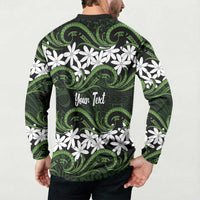 Personalised Cook Islands Palmerston Button Sweatshirt Tiare Maori Polynesian Waves Tattoo