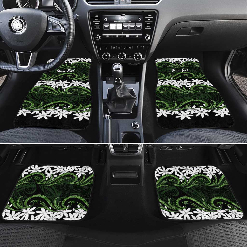 Personalised Cook Islands Palmerston Car Mats Tiare Maori Polynesian Waves Tattoo