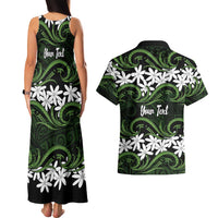 Personalised Cook Islands Palmerston Couples Matching Tank Maxi Dress and Hawaiian Shirt Tiare Maori Polynesian Waves Tattoo LT14 - Polynesian Pride