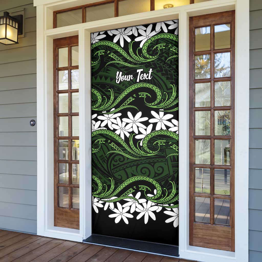 Personalised Cook Islands Palmerston Door Cover Tiare Maori Polynesian Waves Tattoo