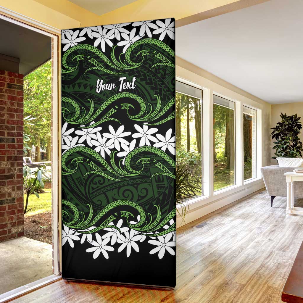 Personalised Cook Islands Palmerston Door Cover Tiare Maori Polynesian Waves Tattoo