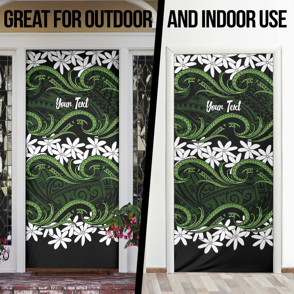 Personalised Cook Islands Palmerston Door Cover Tiare Maori Polynesian Waves Tattoo