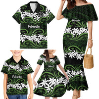 Personalised Cook Islands Palmerston Family Matching Mermaid Dress and Hawaiian Shirt Tiare Maori Polynesian Waves Tattoo