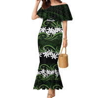Personalised Cook Islands Palmerston Family Matching Mermaid Dress and Hawaiian Shirt Tiare Maori Polynesian Waves Tattoo