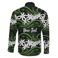 Personalised Cook Islands Palmerston Family Matching Off Shoulder Short Dress and Hawaiian Shirt Tiare Maori Polynesian Waves Tattoo