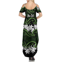 Personalised Cook Islands Palmerston Family Matching Summer Maxi Dress and Hawaiian Shirt Tiare Maori Polynesian Waves Tattoo