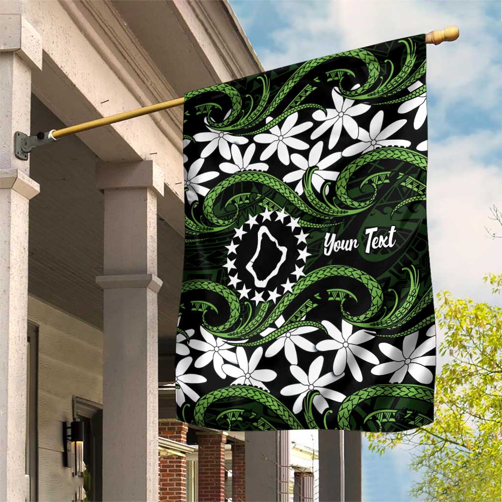 Personalised Cook Islands Palmerston Garden Flag Tiare Maori Polynesian Waves Tattoo