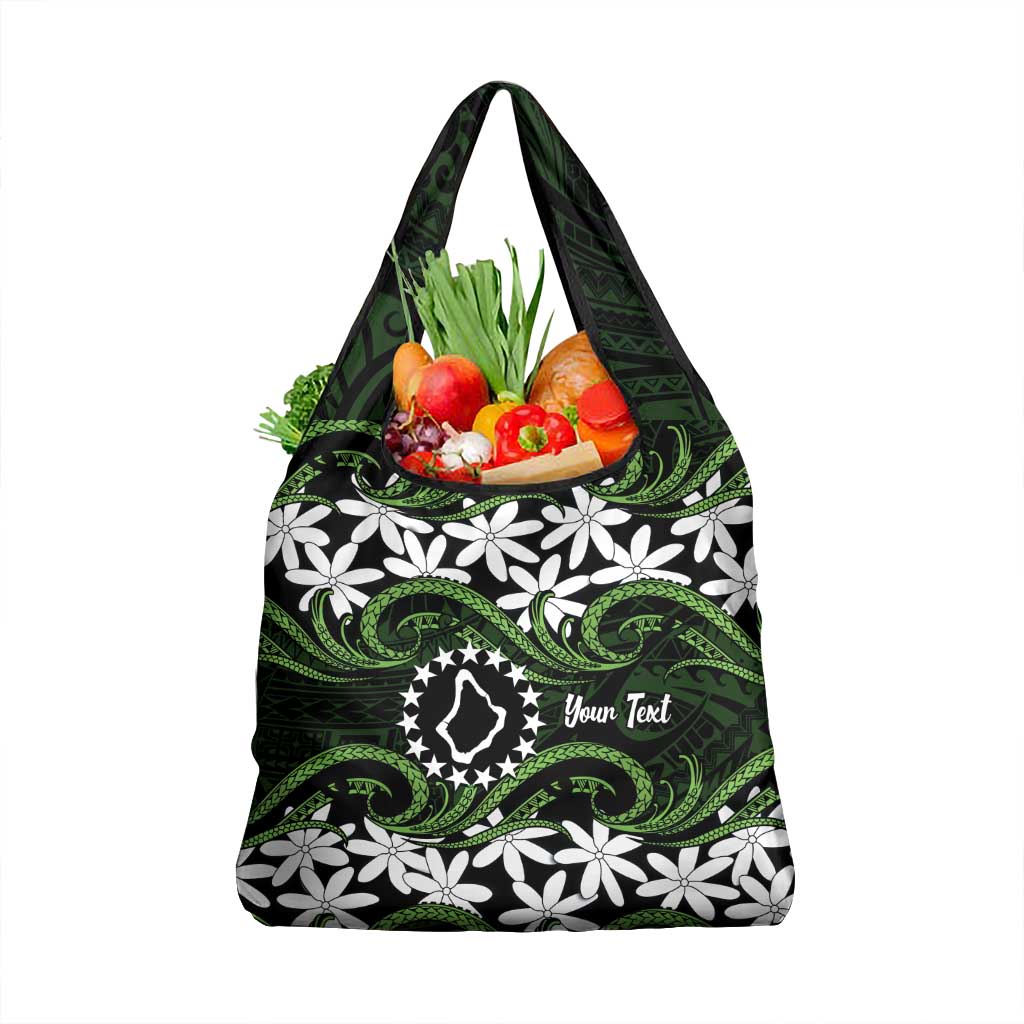 Personalised Cook Islands Palmerston Grocery Bag Tiare Maori Polynesian Waves Tattoo