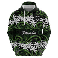 Personalised Cook Islands Palmerston Hoodie Tiare Maori Polynesian Waves Tattoo