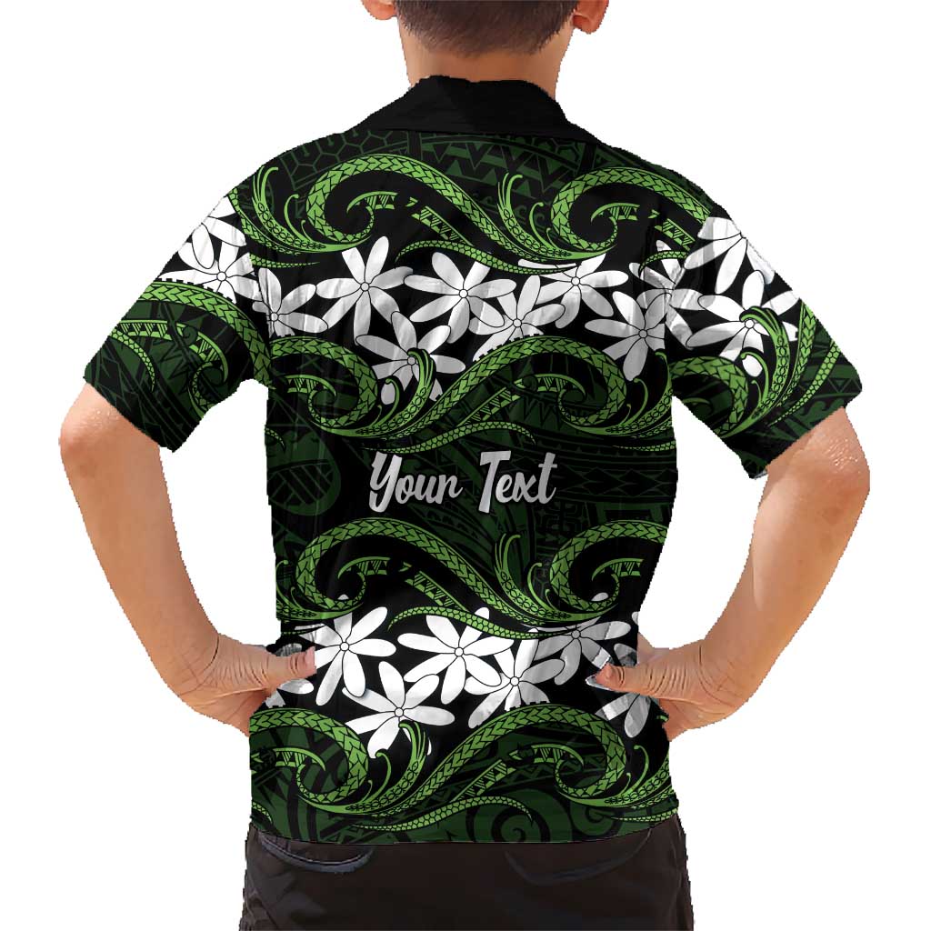Personalised Cook Islands Palmerston Kid Hawaiian Shirt Tiare Maori Polynesian Waves Tattoo LT14 - Polynesian Pride