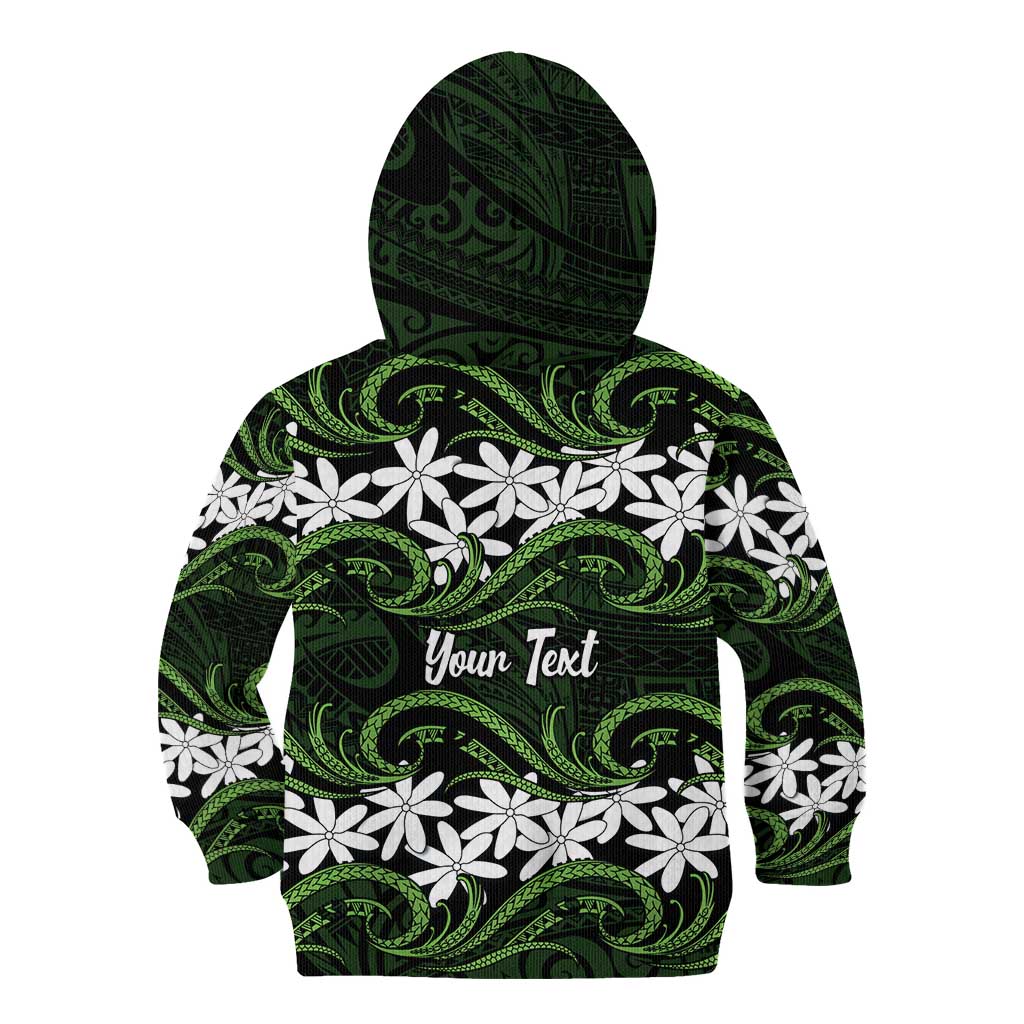 Personalised Cook Islands Palmerston Kid Hoodie Tiare Maori Polynesian Waves Tattoo LT14 - Polynesian Pride
