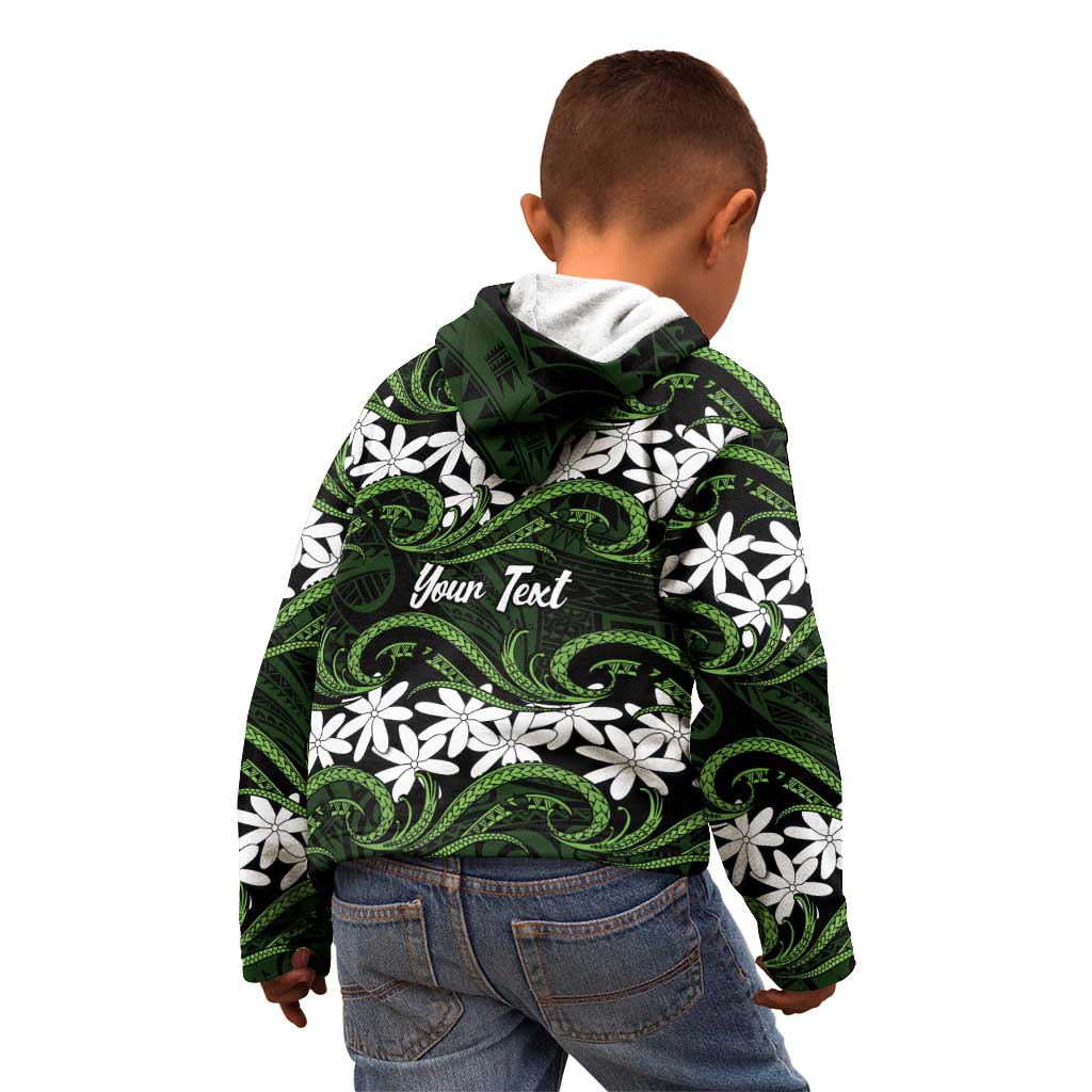 Personalised Cook Islands Palmerston Kid Hoodie Tiare Maori Polynesian Waves Tattoo LT14 - Polynesian Pride