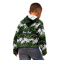 Personalised Cook Islands Palmerston Kid Hoodie Tiare Maori Polynesian Waves Tattoo LT14 - Polynesian Pride