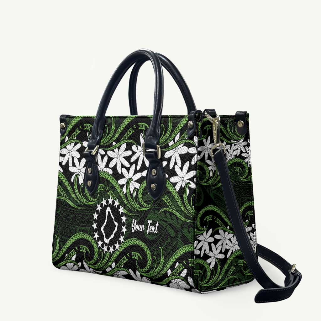 Personalised Cook Islands Palmerston Leather Bag Tiare Maori Polynesian Waves Tattoo