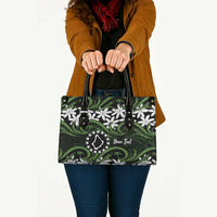 Personalised Cook Islands Palmerston Leather Bag Tiare Maori Polynesian Waves Tattoo