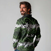 Personalised Cook Islands Palmerston Long Sleeve Polo Shirt Tiare Maori Polynesian Waves Tattoo LT14 - Polynesian Pride