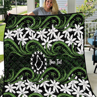 Personalised Cook Islands Palmerston Quilt Tiare Maori Polynesian Waves Tattoo LT14 Green - Polynesian Pride
