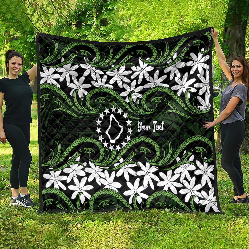 Personalised Cook Islands Palmerston Quilt Tiare Maori Polynesian Waves Tattoo LT14 - Polynesian Pride