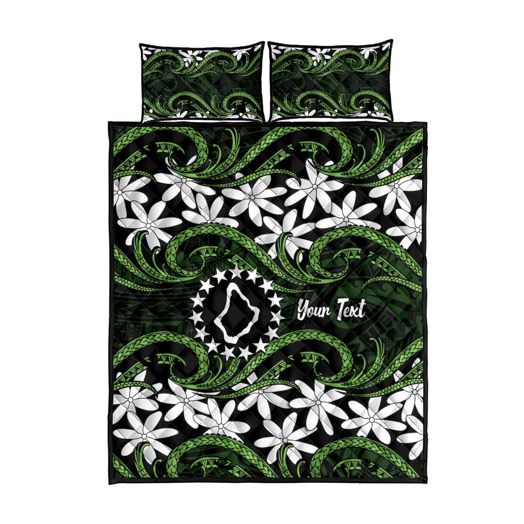 Personalised Cook Islands Palmerston Quilt Bed Set Tiare Maori Polynesian Waves Tattoo LT14 - Polynesian Pride