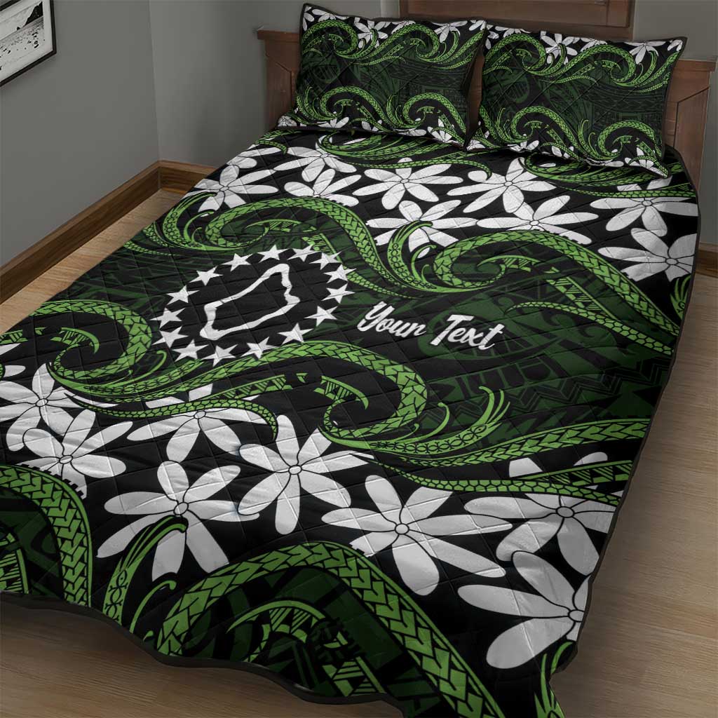 Personalised Cook Islands Palmerston Quilt Bed Set Tiare Maori Polynesian Waves Tattoo LT14 - Polynesian Pride